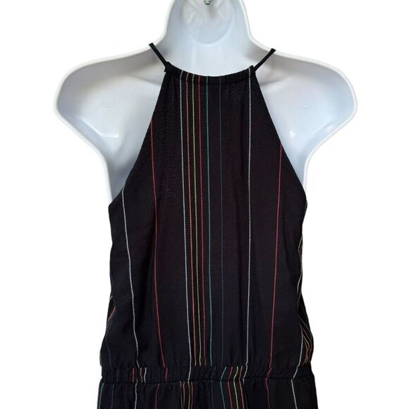 Dolan Womens Jumpsuit Navy Stripe Halter Sleeveless Cotton Lined Tie Pockets S - Picture 5 of 13